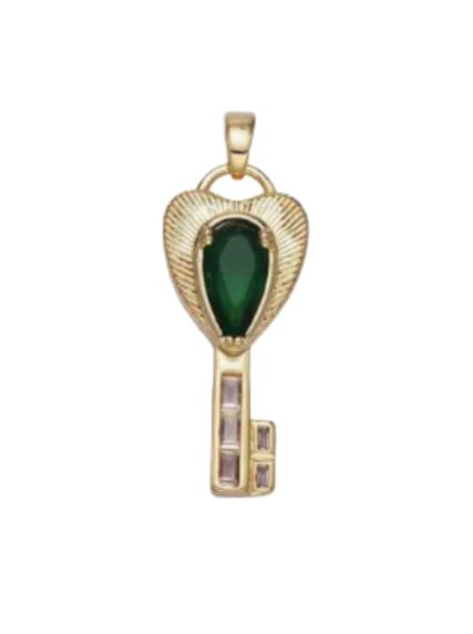 Emerald Stone Key Charm