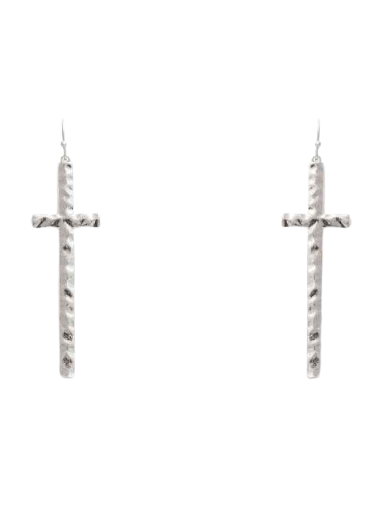 Cross Hammered Metal Drop Earrings