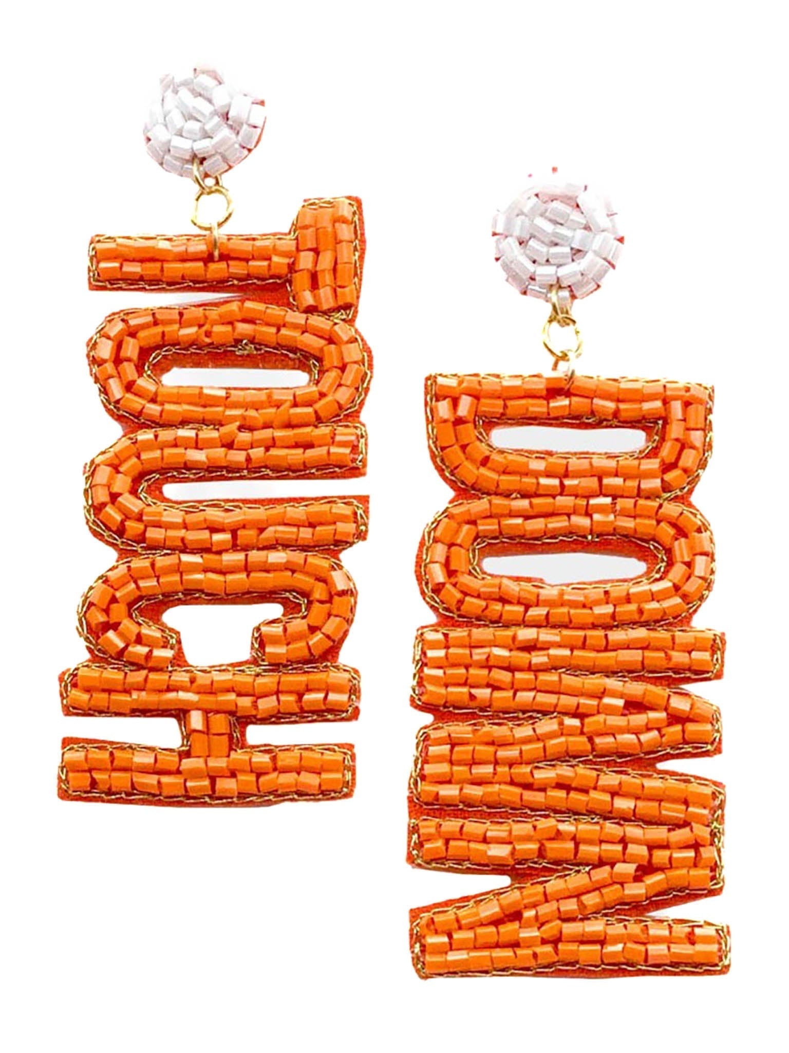 Beaded Orange Touchdown Earrings