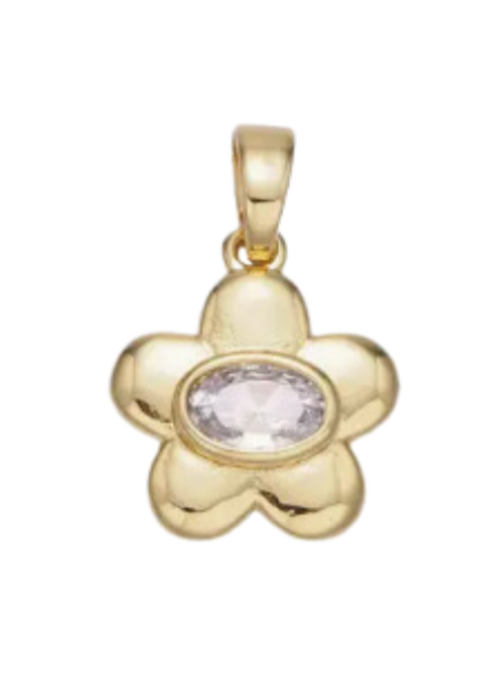 Flower Oval Stone Charm