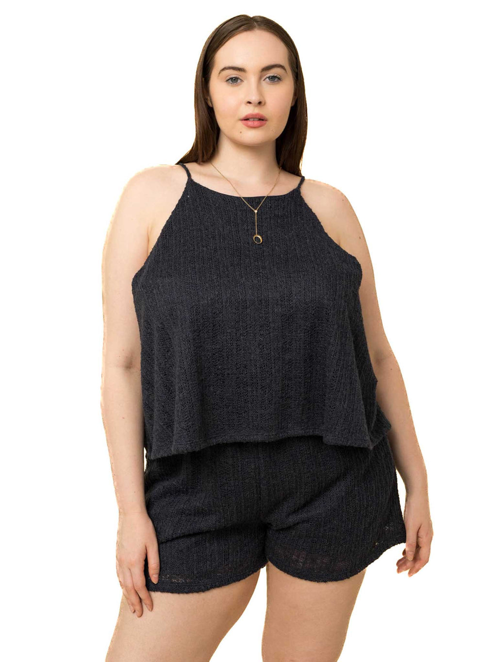 Curvy Midnight Song Layered Romper
