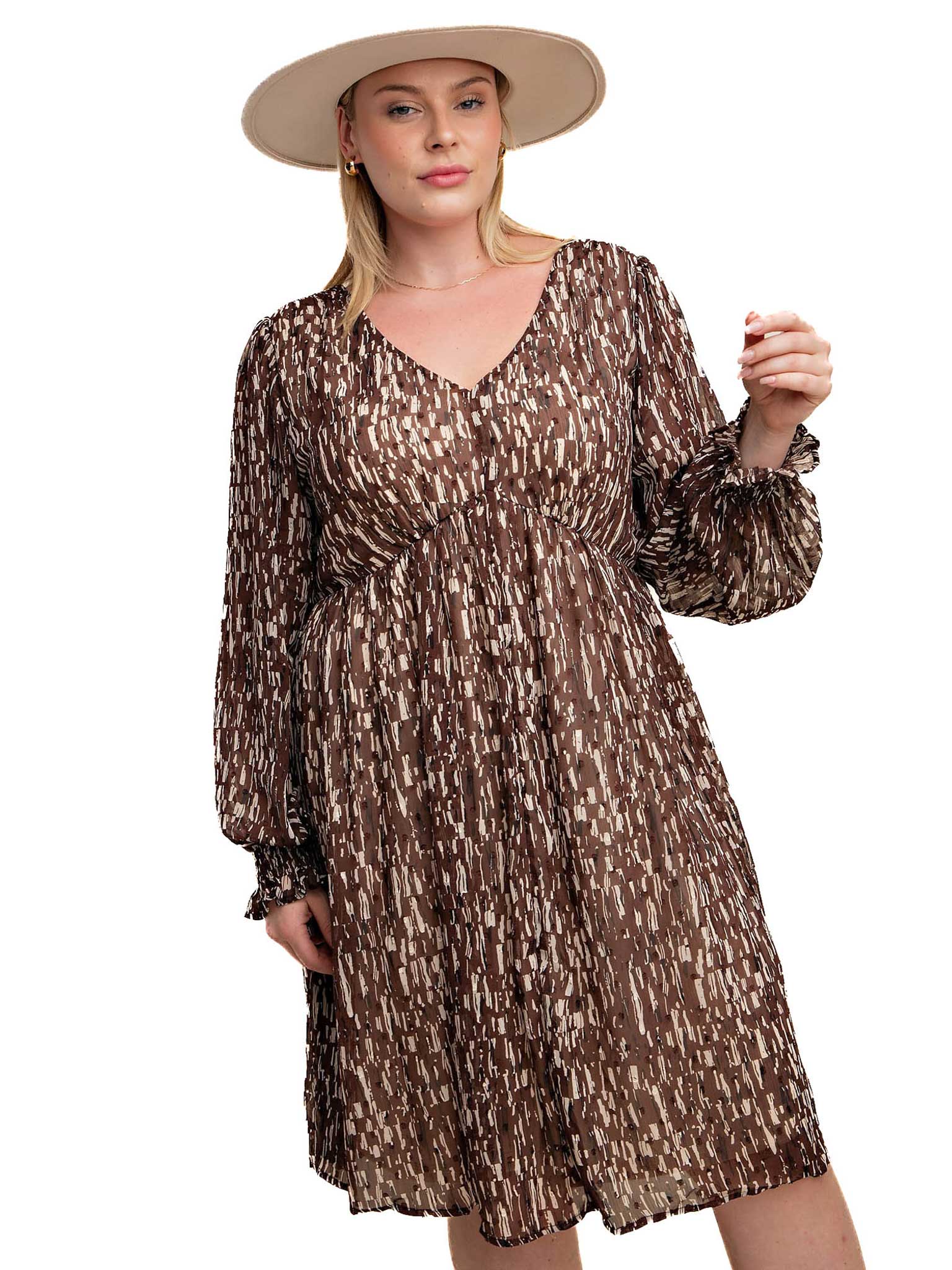 Curvy Opposite Direction Print Dress