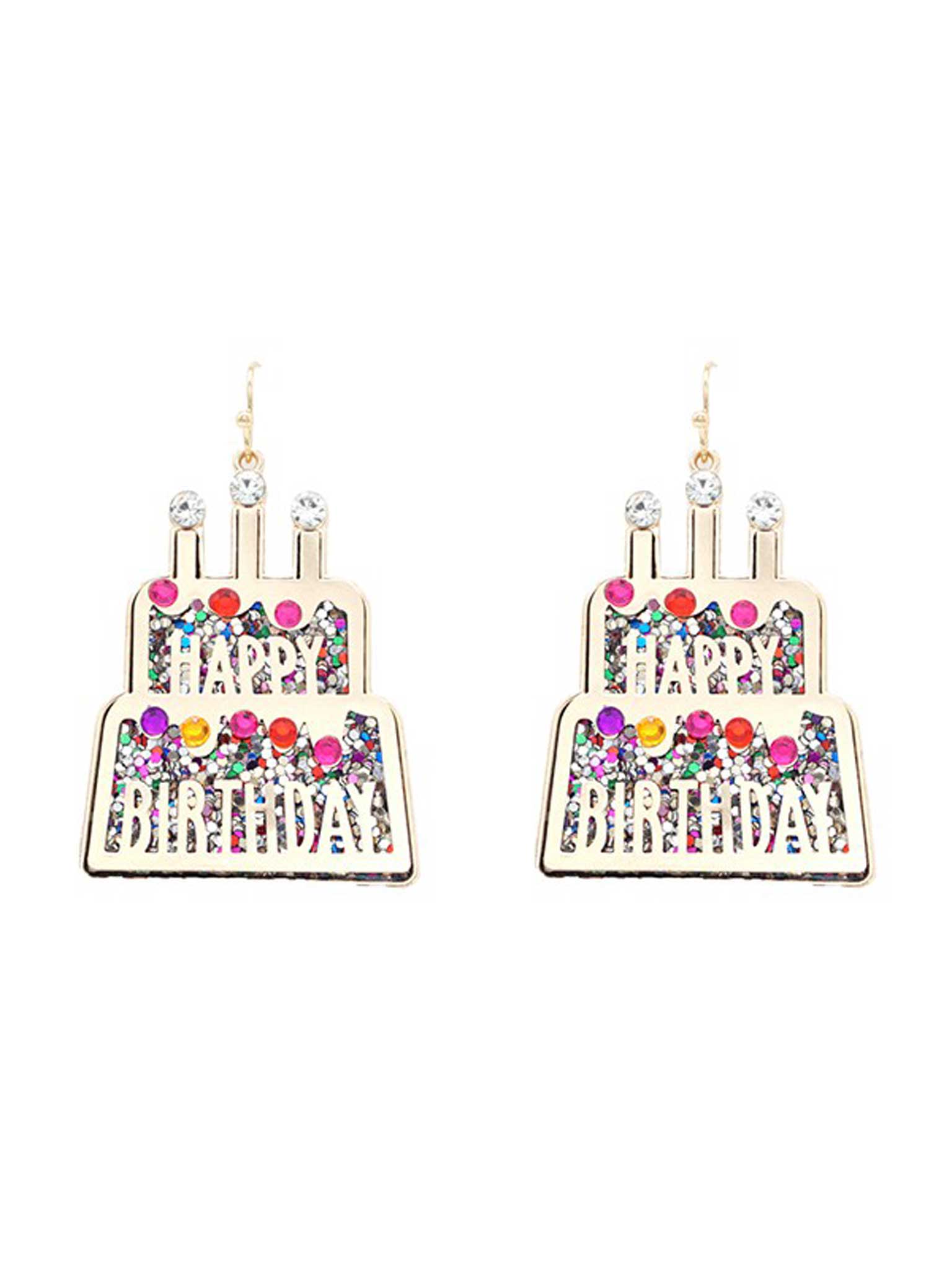 Happy Birthday Metal Drop Earrings