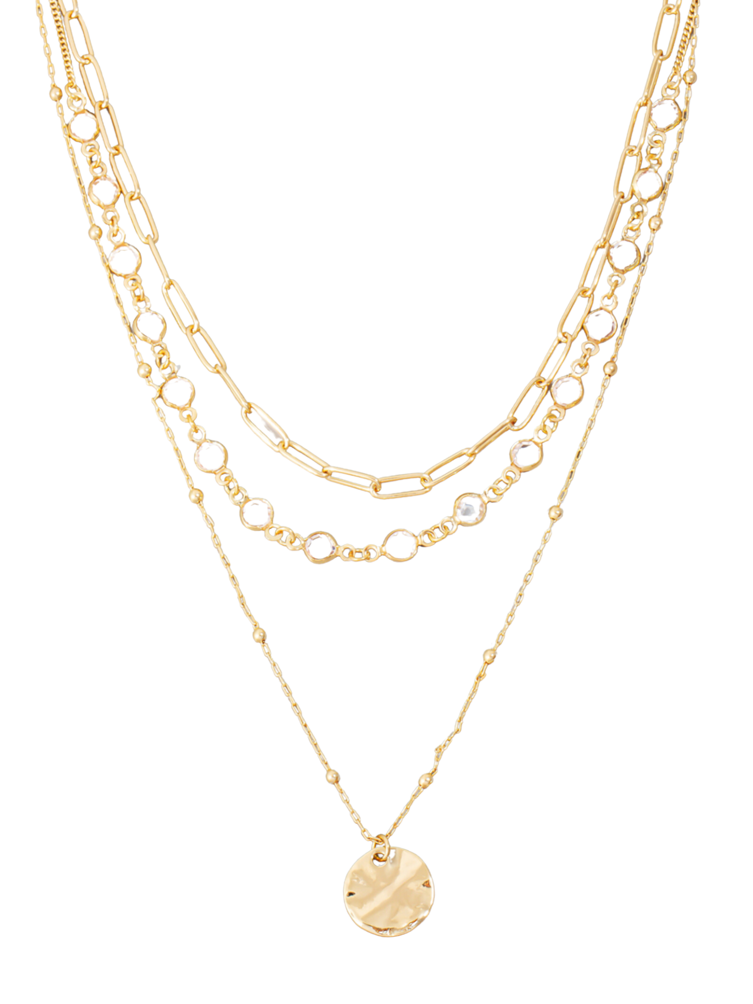 Coin Pendant Layered Chains Necklace