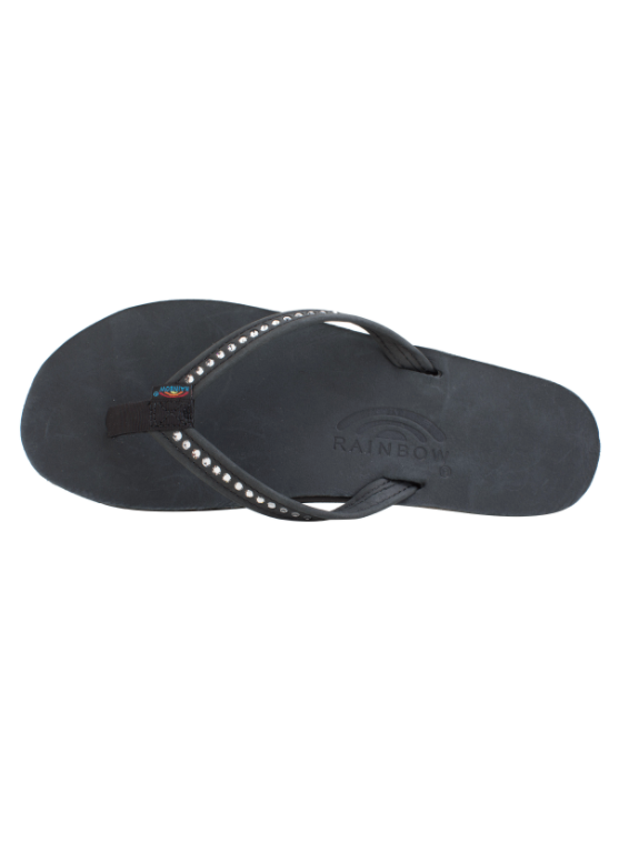 Crystal Collection Leather Sandal - Black