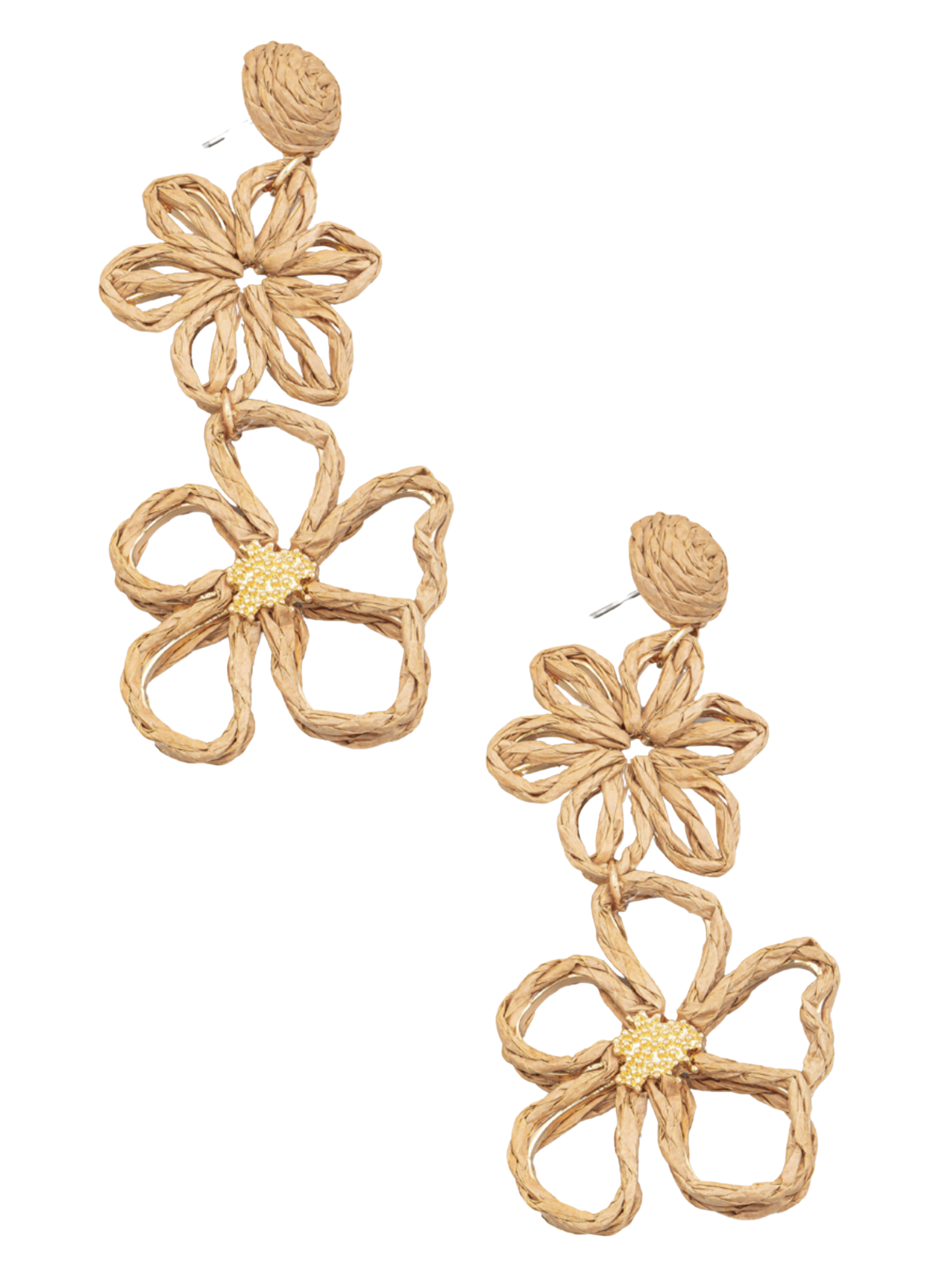 Double Flower Drop Earrings