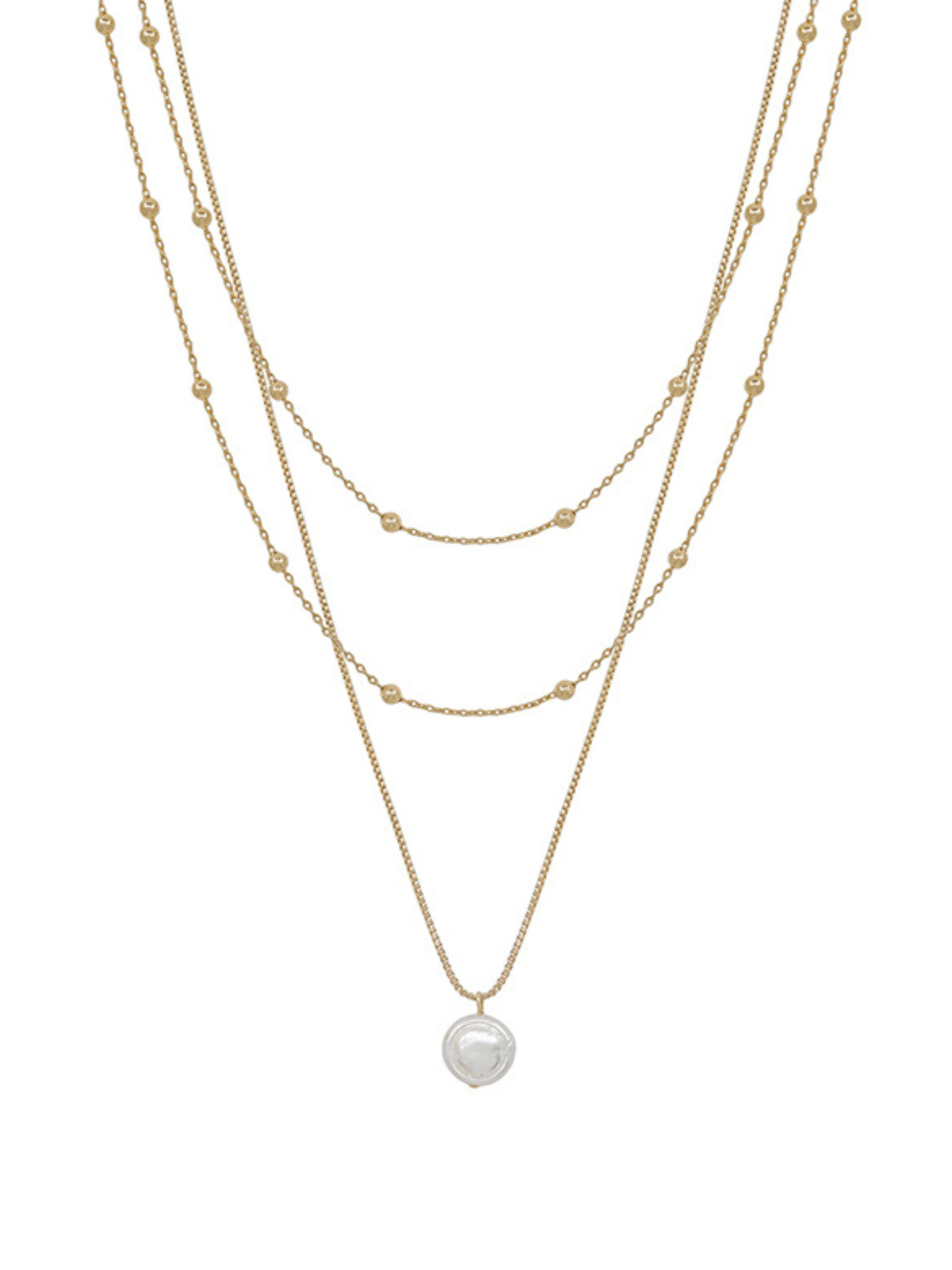 Coin Pearl Pendant Dot Chain Necklace