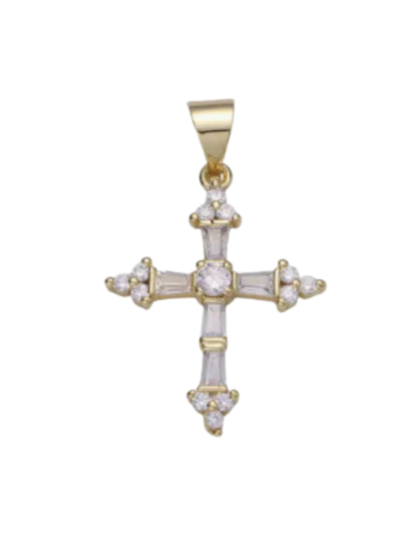 Fancy Stone Cross Charm