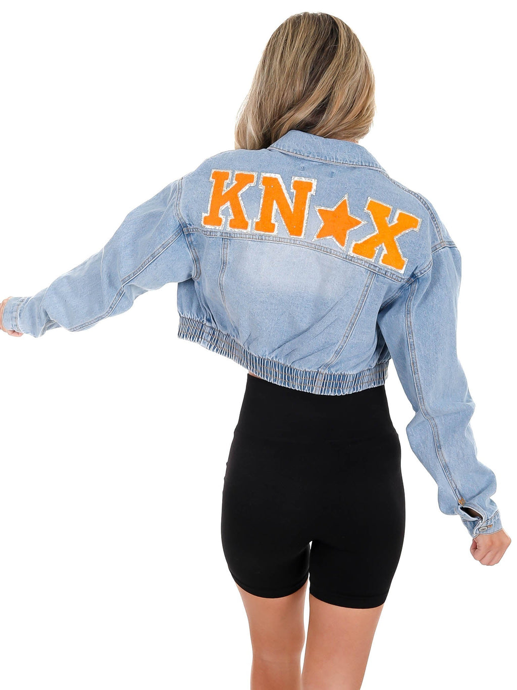 Chenille KNOX Elastic Cropped Denim Jacket