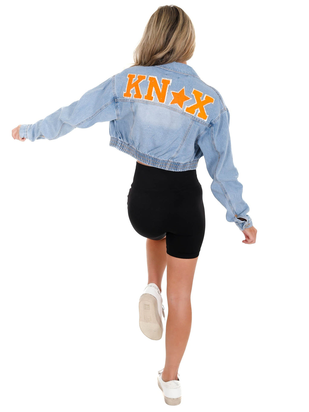 Chenille KNOX Elastic Cropped Denim Jacket