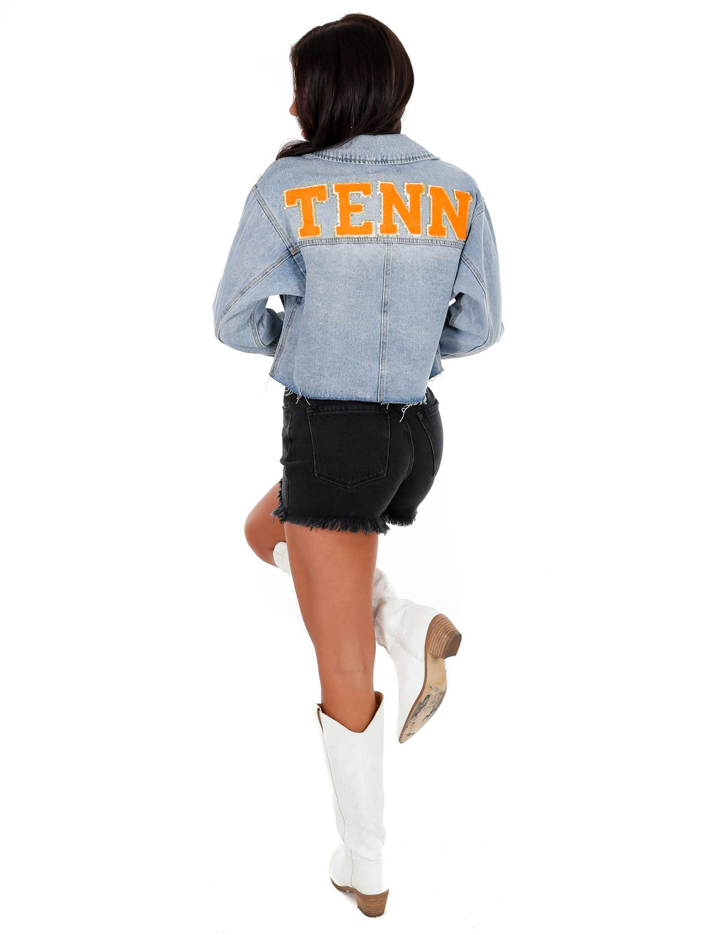 Cropped Chenille TENN Denim Jacket