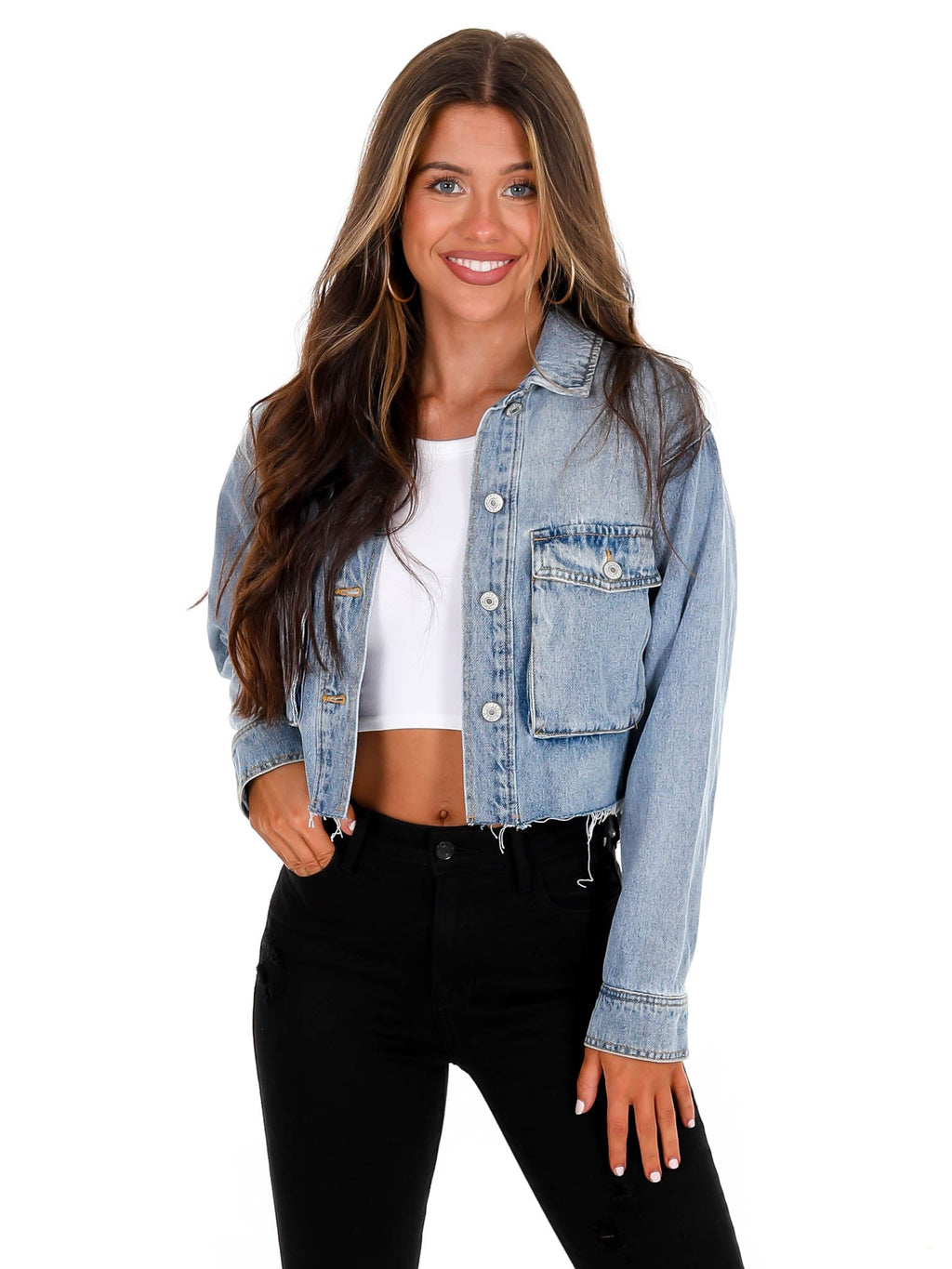 Cropped Chenille TENN Denim Jacket