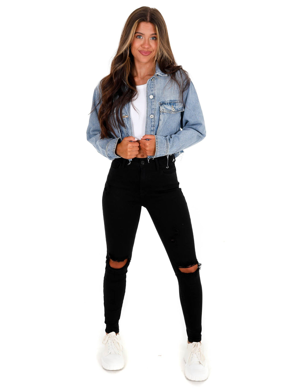 Cropped Chenille TENN Denim Jacket