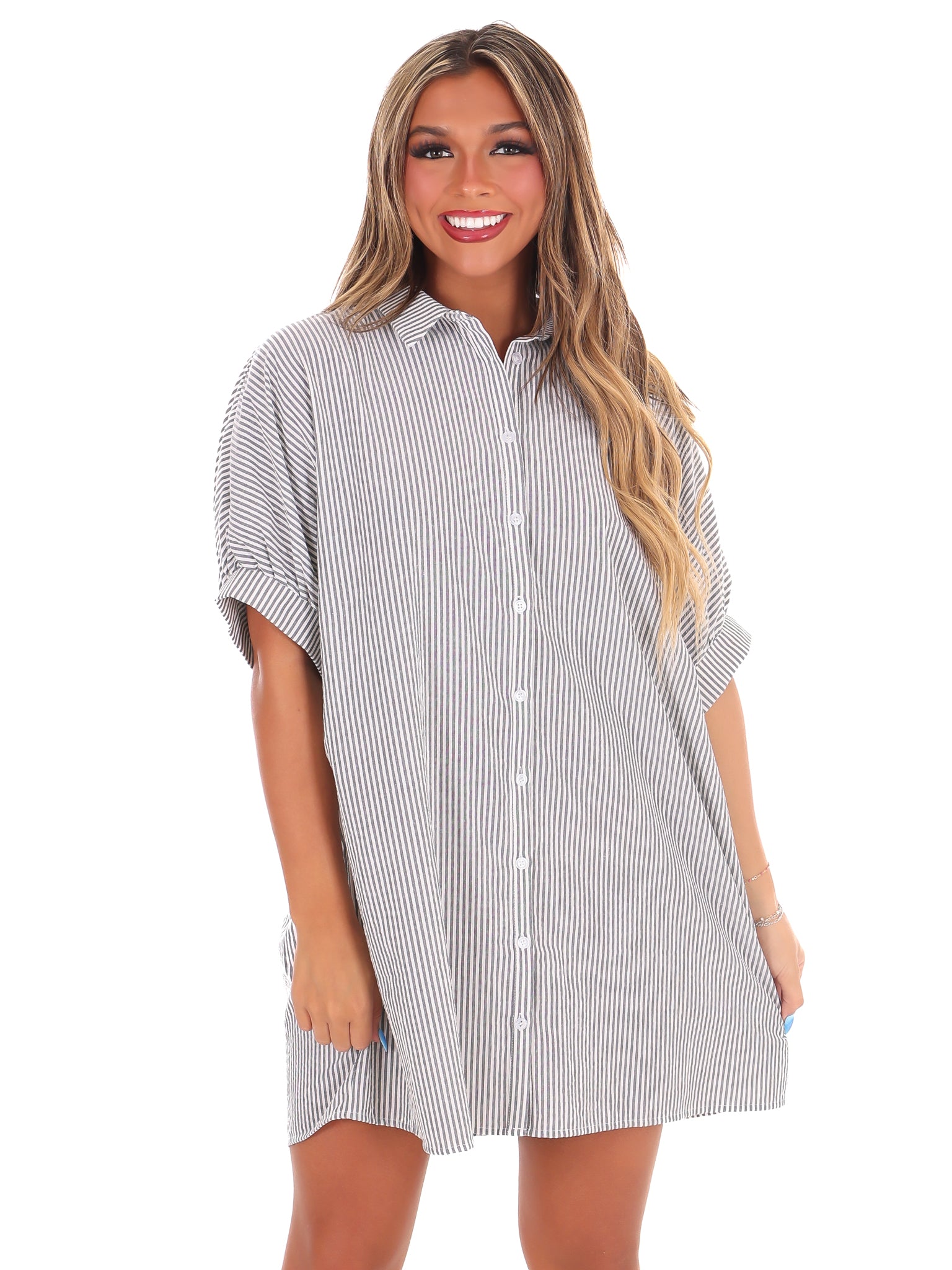 Here We Go Again Oversized Striped Dress