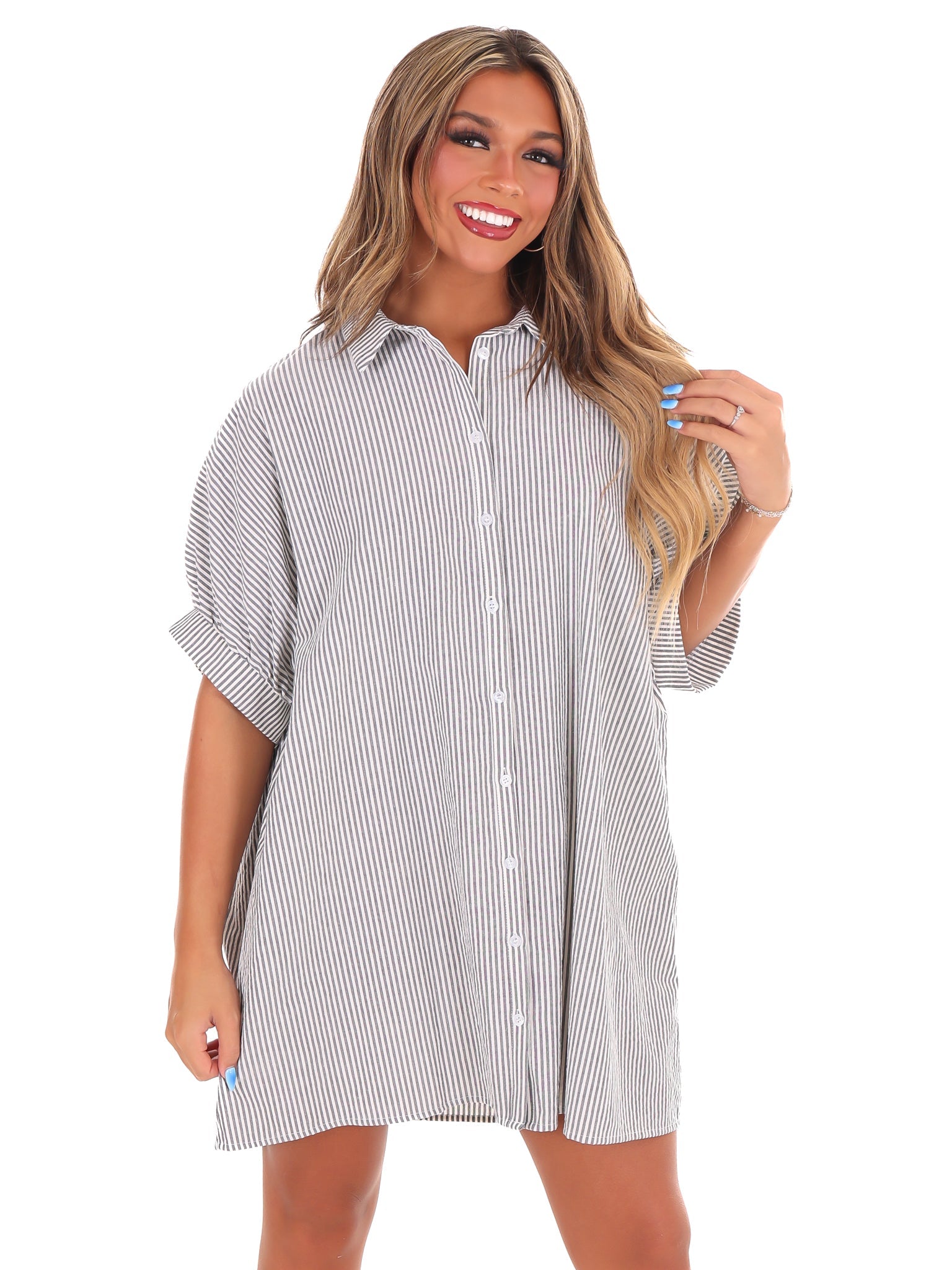 Here We Go Again Oversized Striped Dress