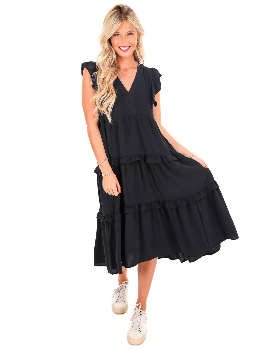 A Little Love Ruffle Midi Dress