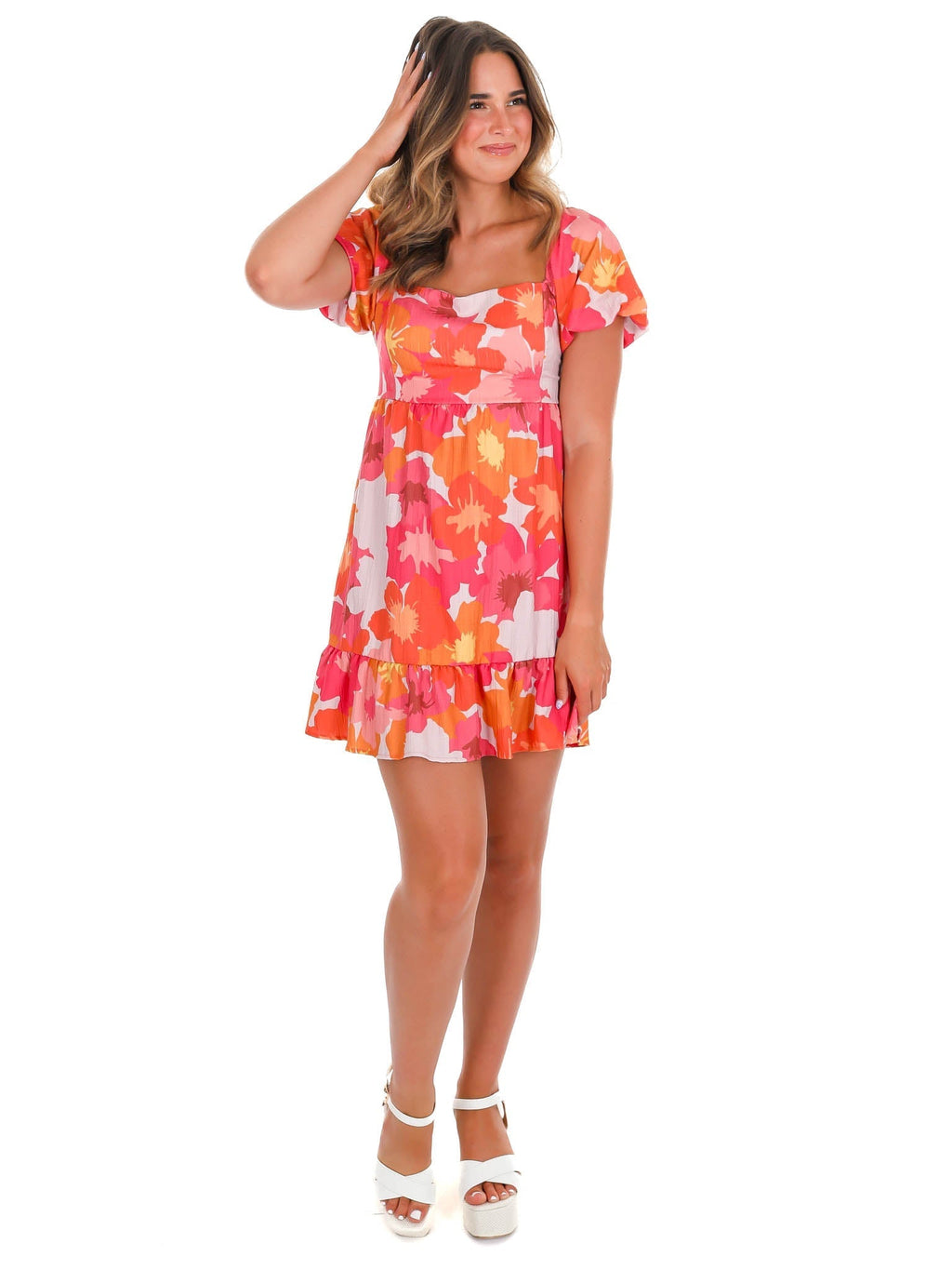 Golden Days Floral Babydoll Dress