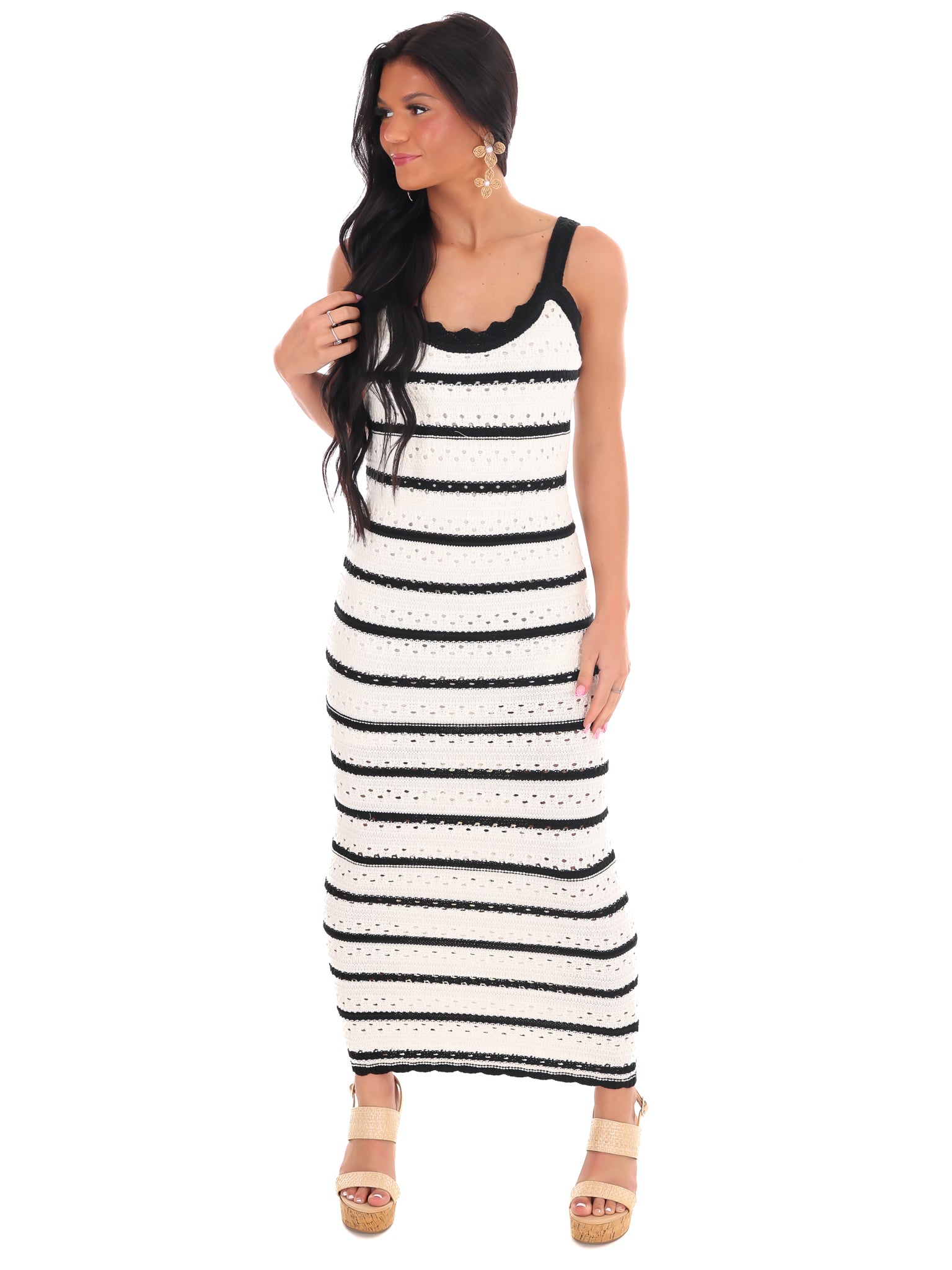 Drawn to You Crochet Midi Dress