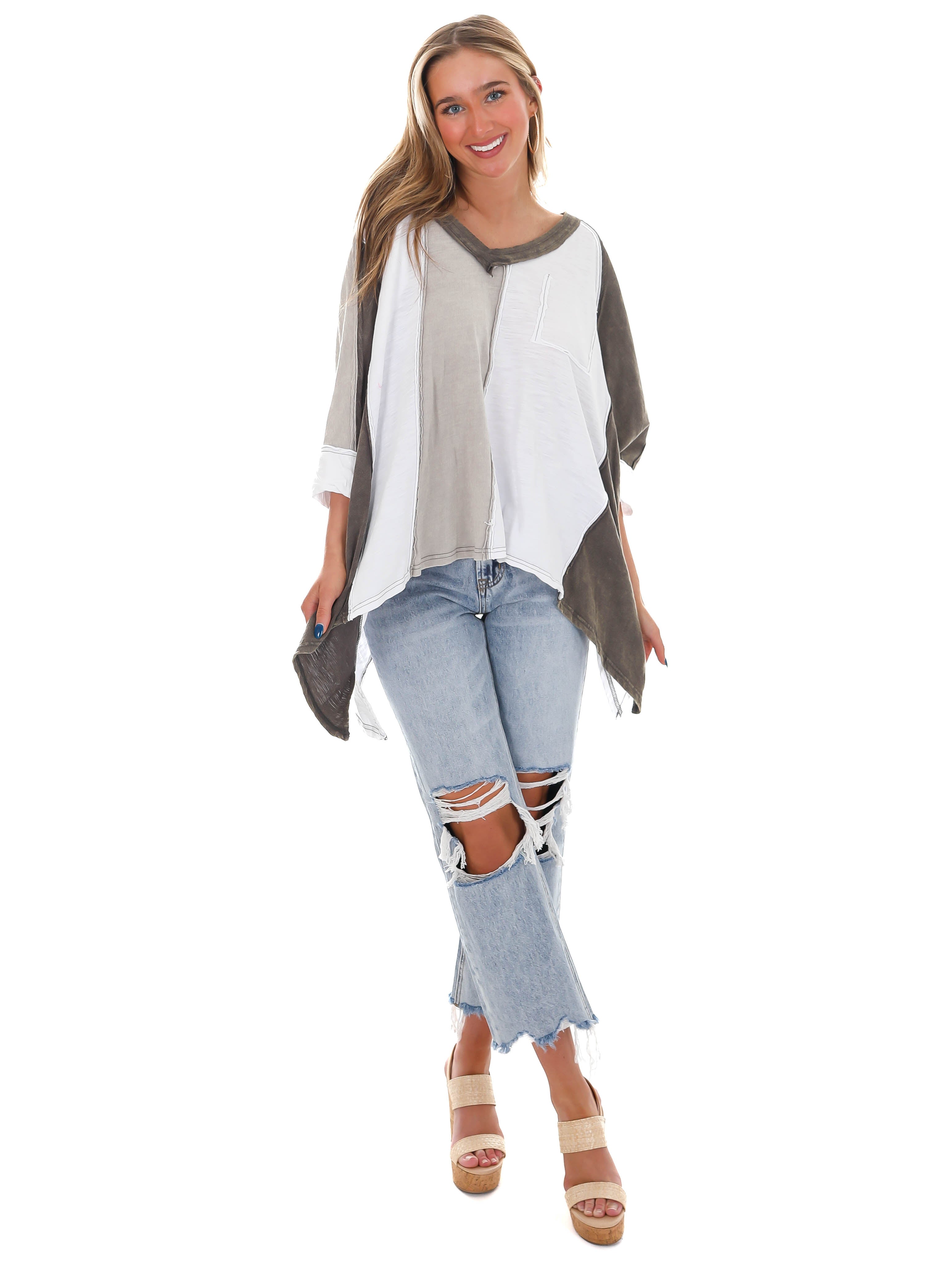 Catch the Wind Oversized Colorblock Top
