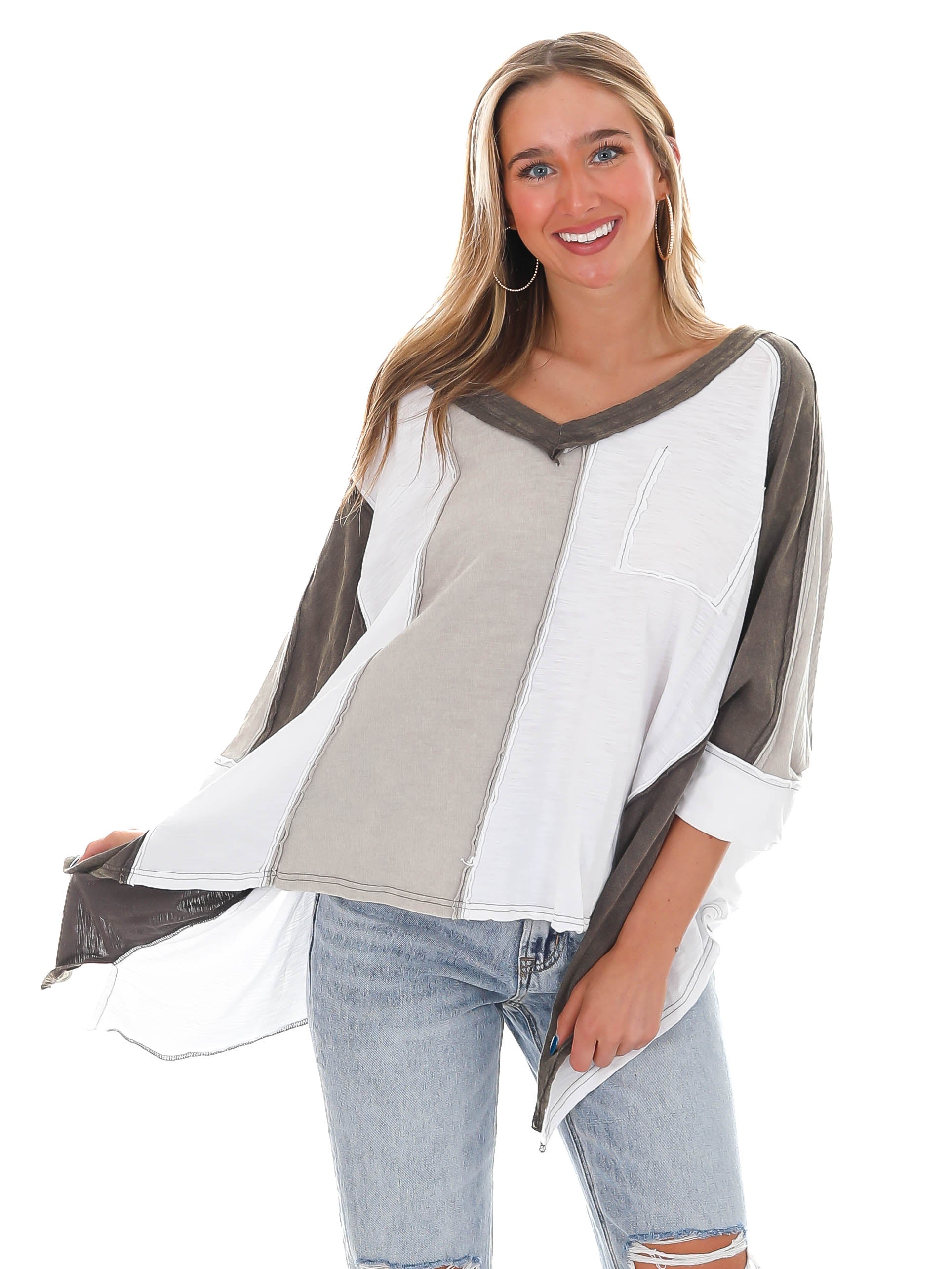 Catch the Wind Oversized Colorblock Top