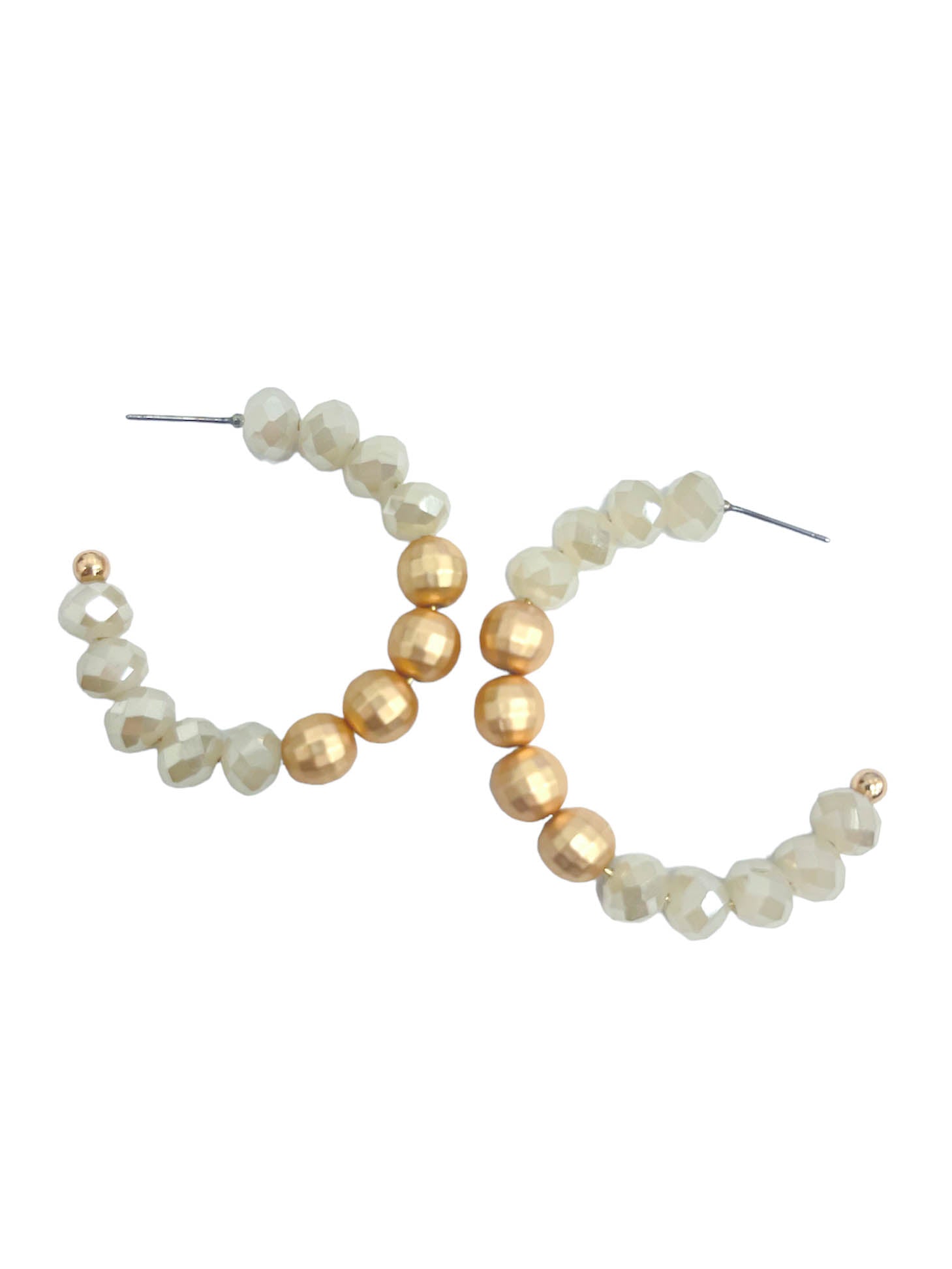 Disco Ball Metal & Beads Hoop Earring