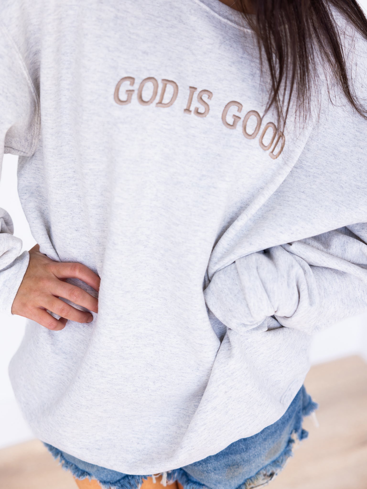 Embroidered God is Good Sweatshirt