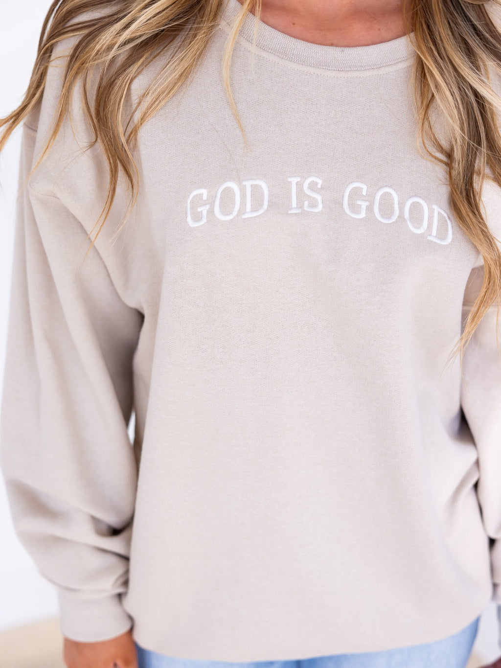 Embroidered God is Good Sweatshirt