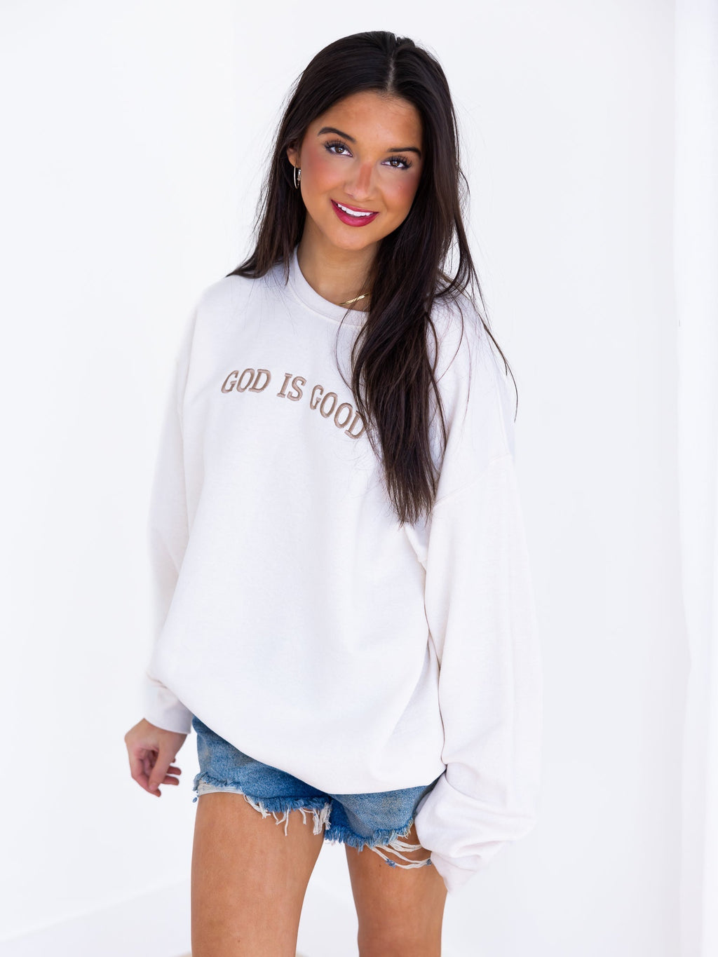 Embroidered God is Good Sweatshirt