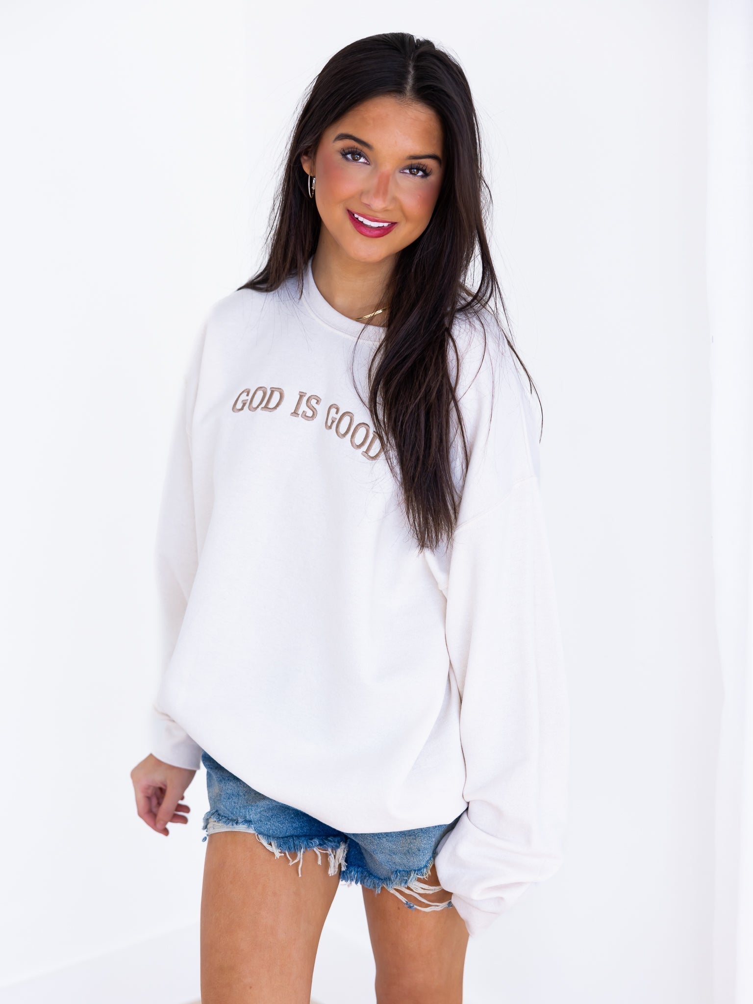 Embroidered God is Good Sweatshirt