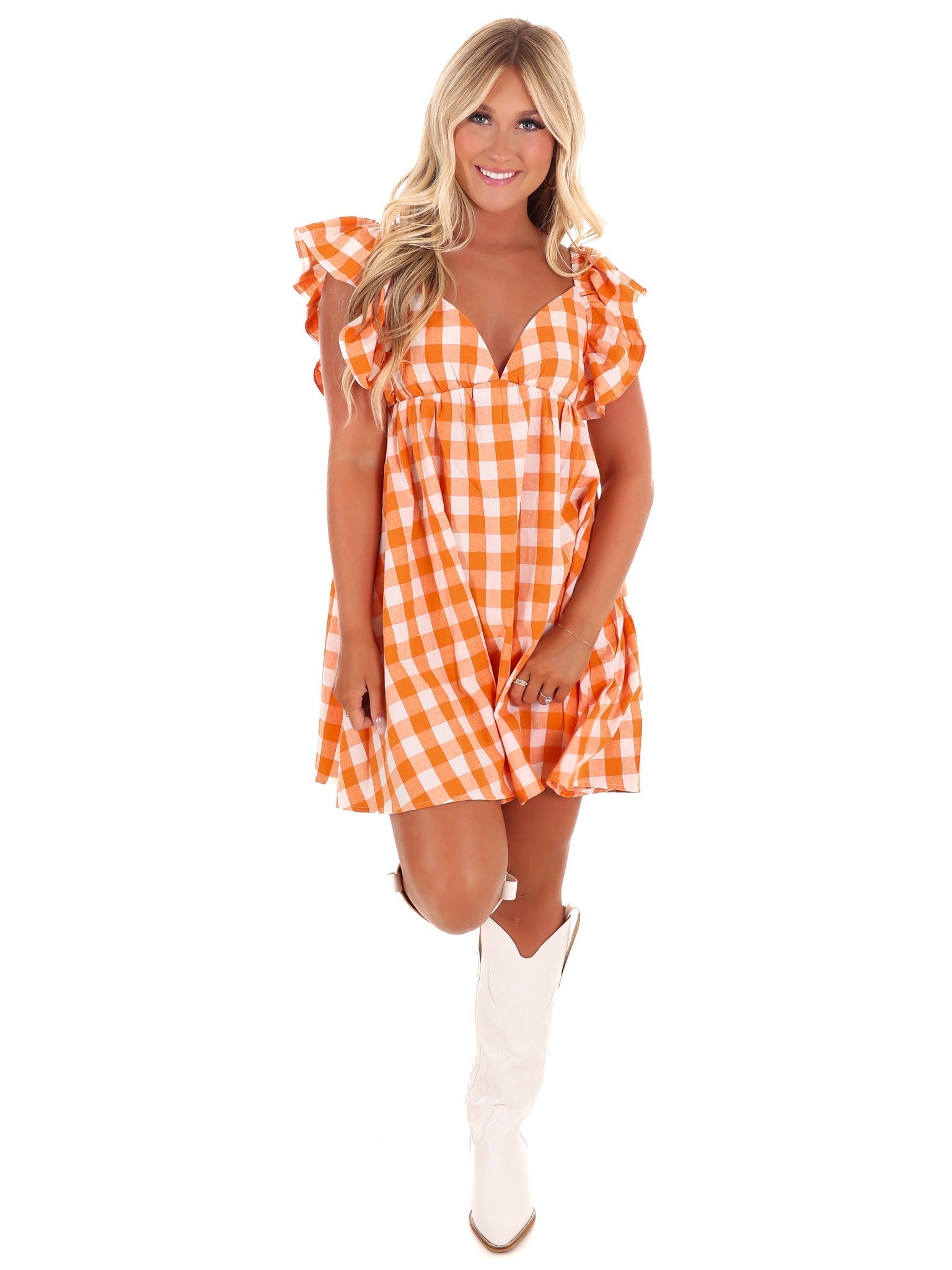 Get Rowdy Gingham Dress