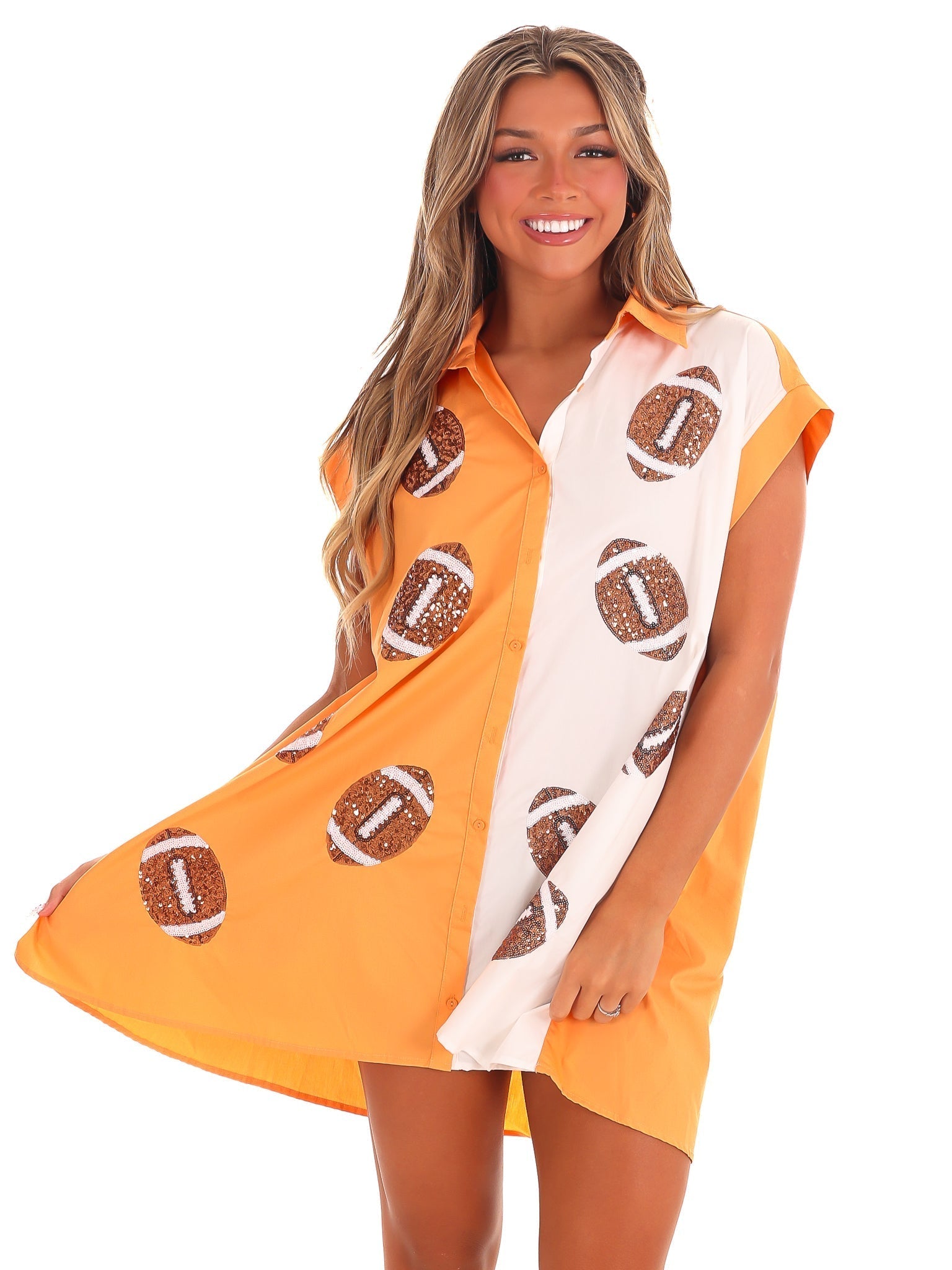 Football Sequins Embroidery Shirt Dress