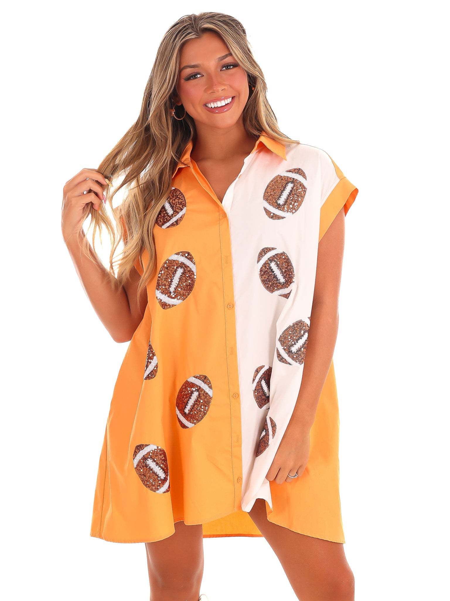 Football Sequins Embroidery Shirt Dress