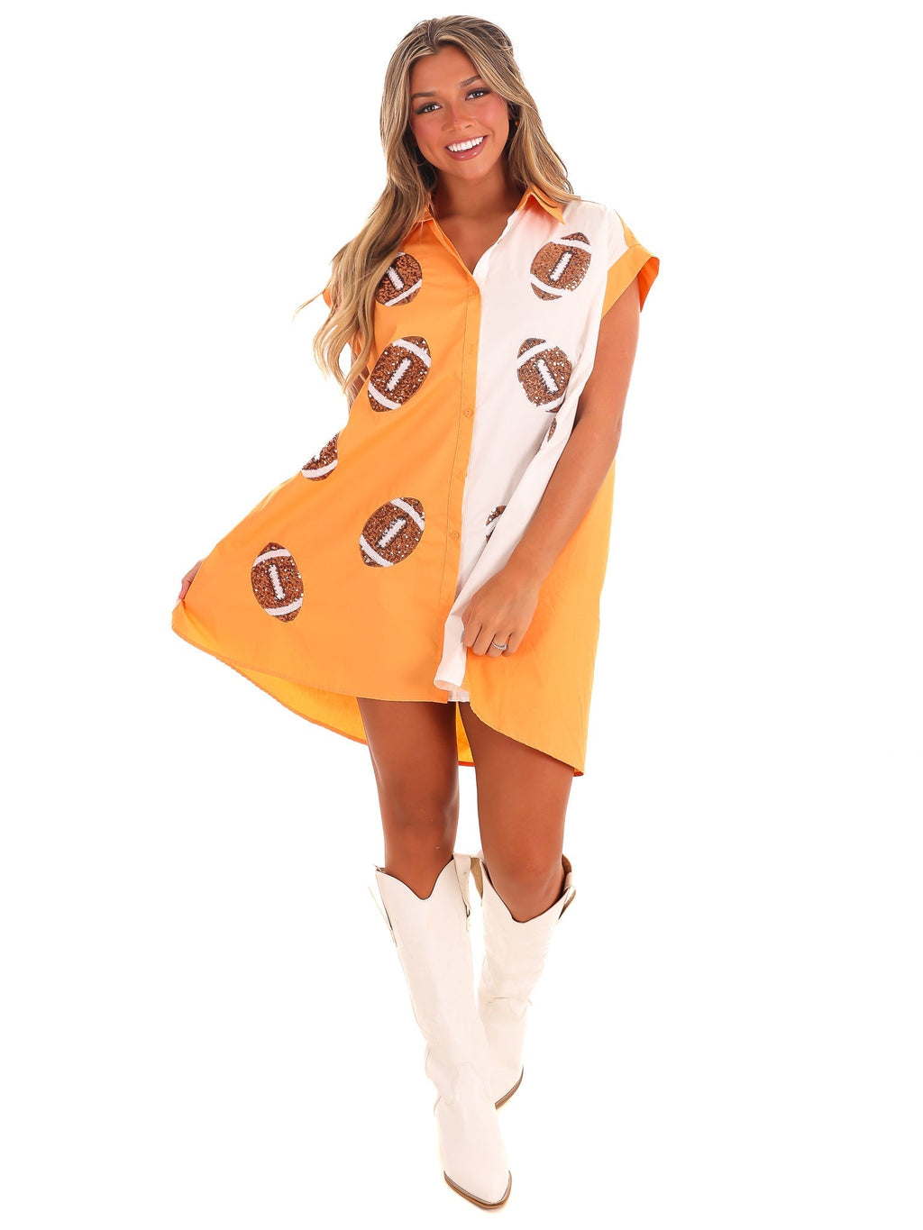 Football Sequins Embroidery Shirt Dress