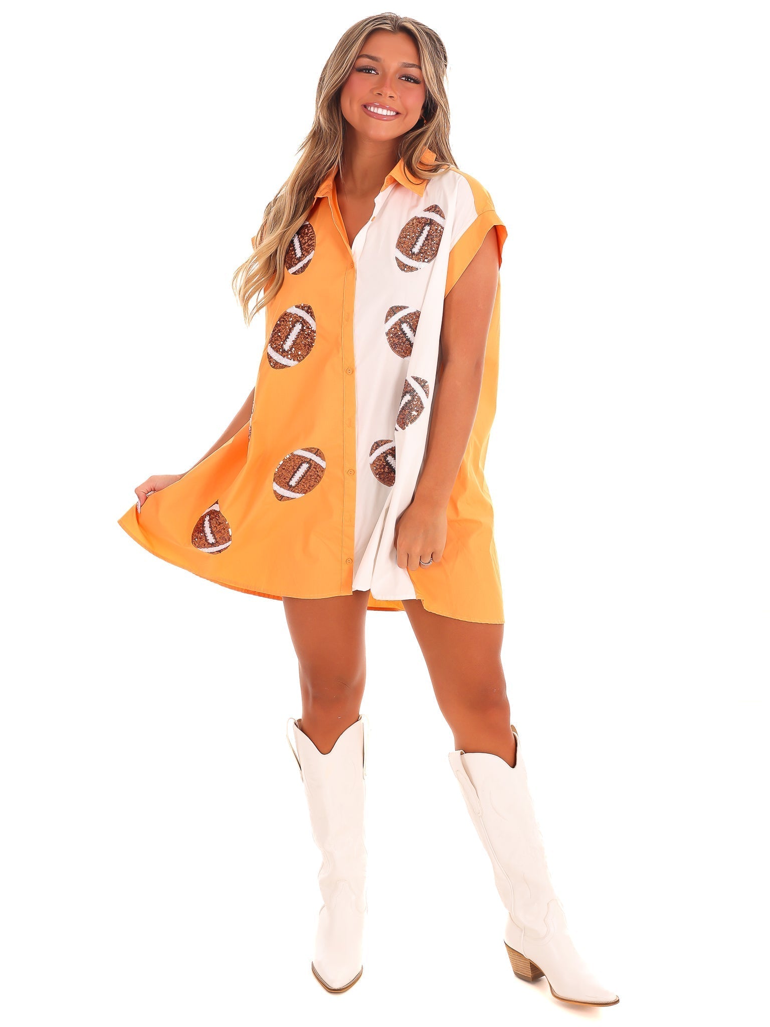 Football Sequins Embroidery Shirt Dress