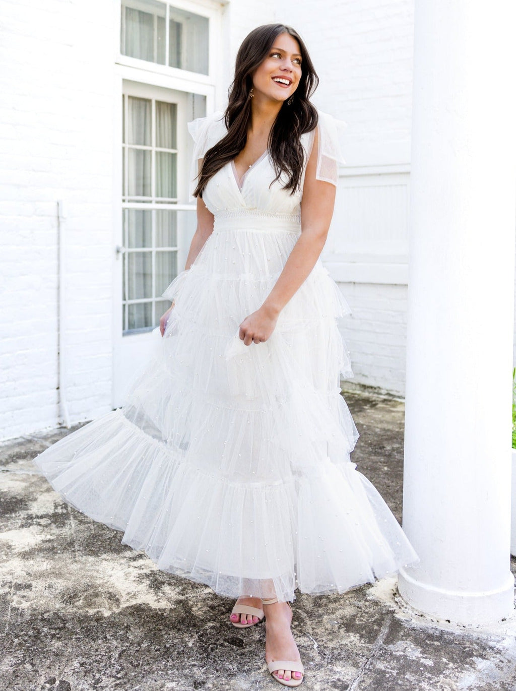 Happily Ever After Pearl Tulle Maxi Dress