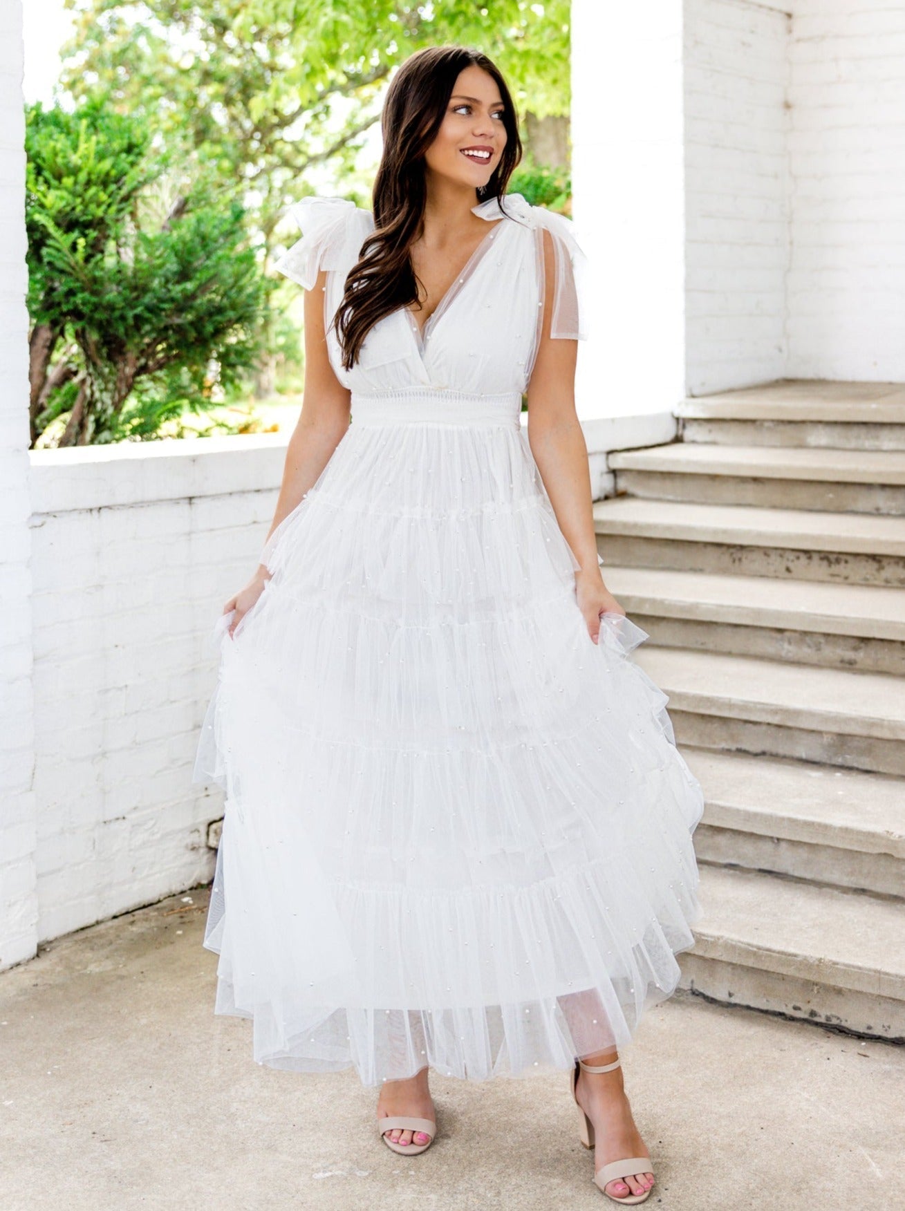 Happily Ever After Pearl Tulle Maxi Dress