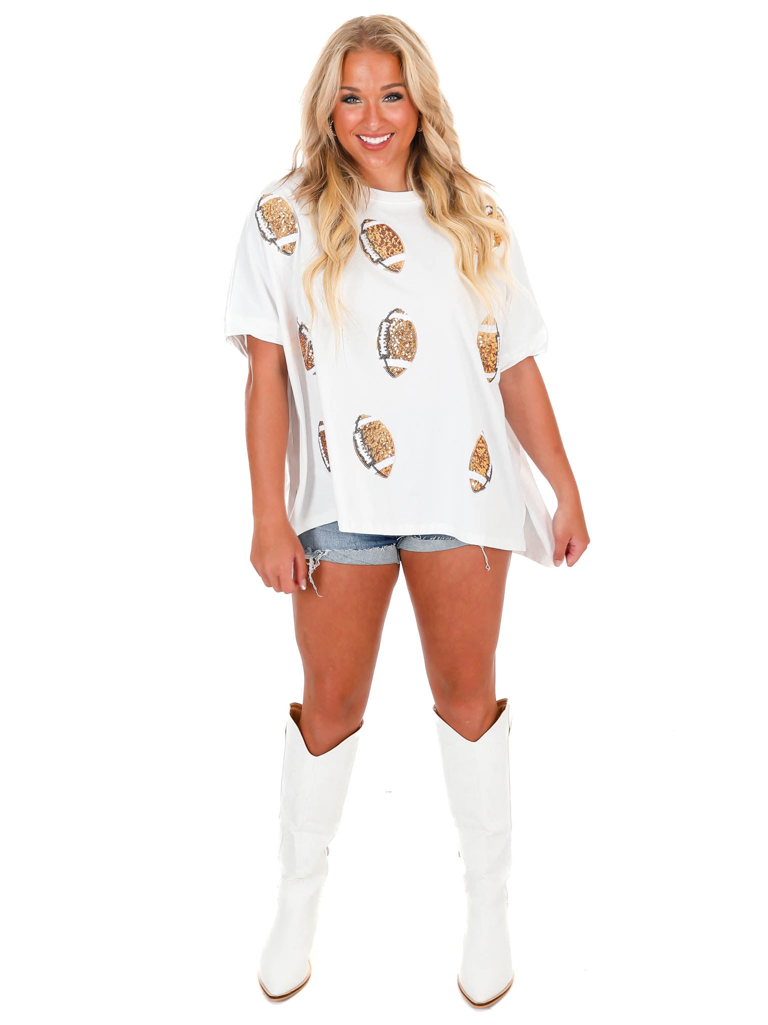 Game Ball Sequin Football Patch Top