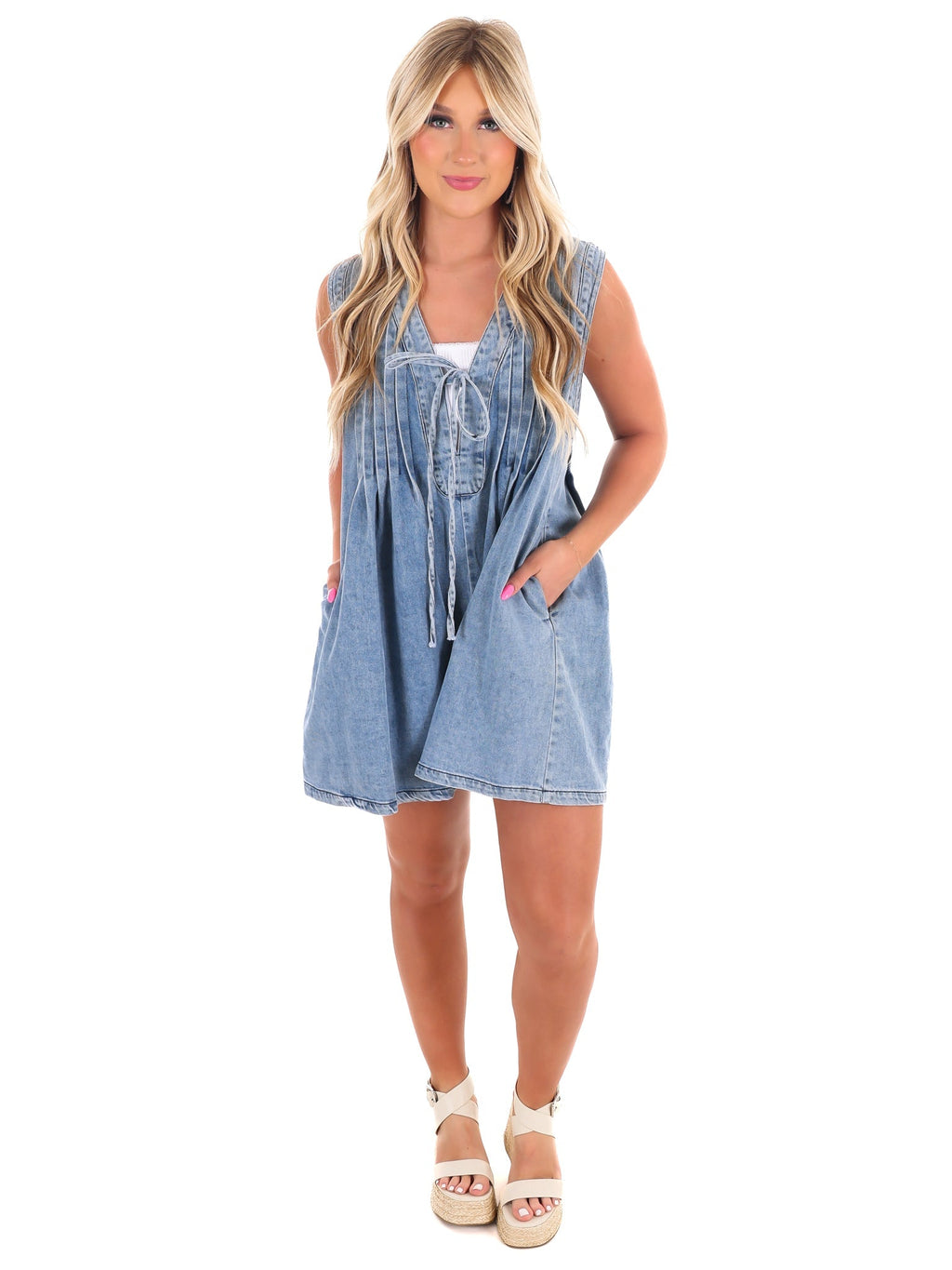 Embracing Me V-Neck Denim Romper