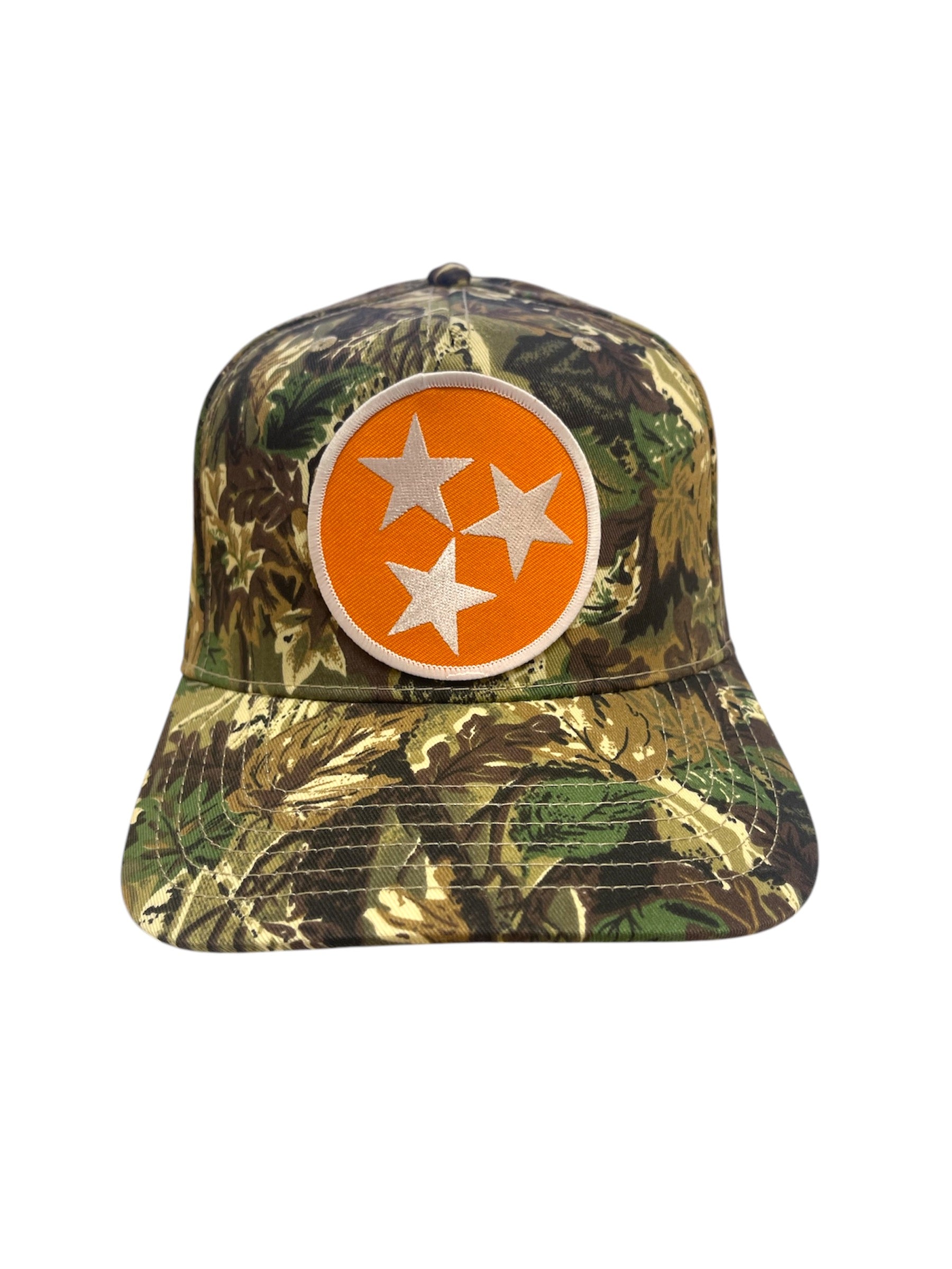 Embroidered Tri-Star Camo Trucker Hat