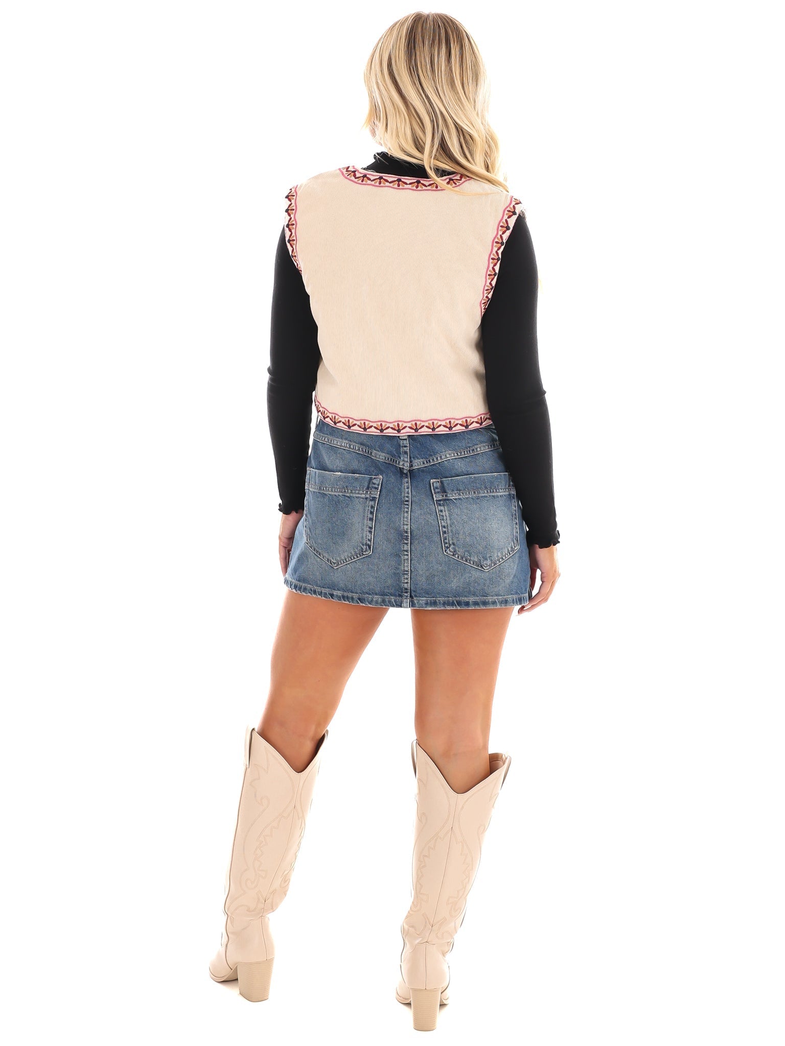 Fun and Flirty Corduroy Floral Vest