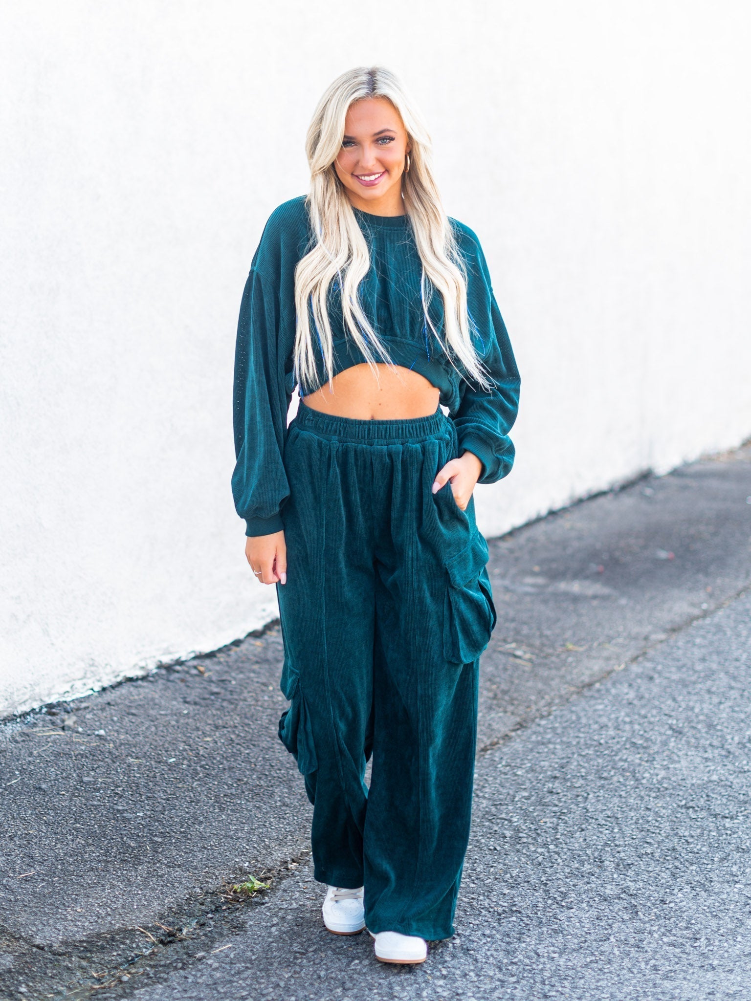 Eyes Closed Corduroy Two Piece Set
