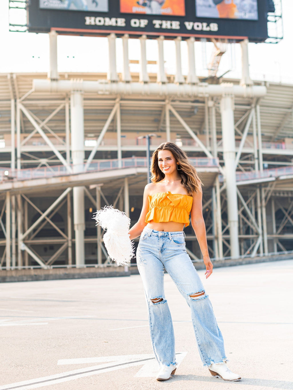 Game Face Ruffle Tube Top