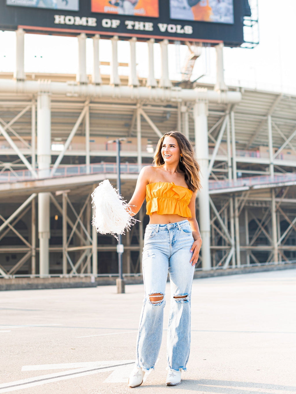 Game Face Ruffle Tube Top
