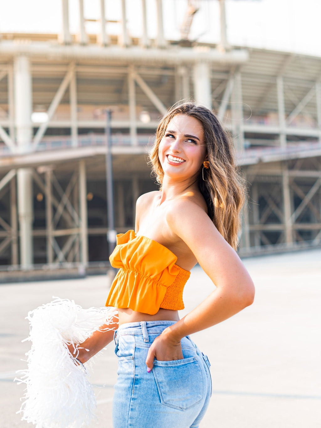 Game Face Ruffle Tube Top