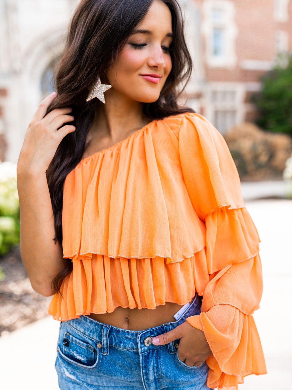 Having A Ball Tiered One Shoulder Top