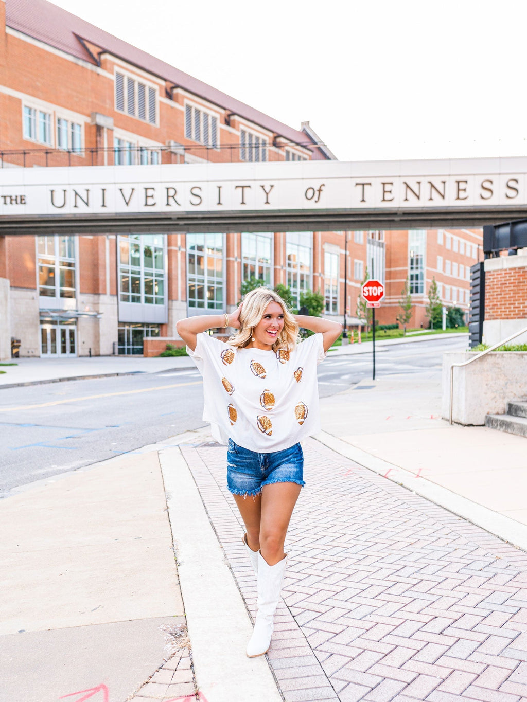 Game Ball Sequin Football Patch Top