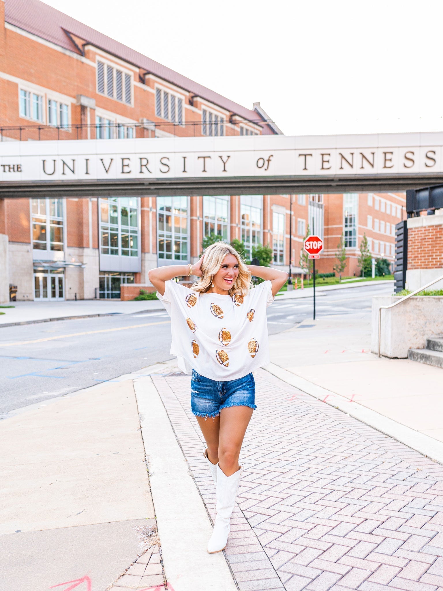 Game Ball Sequin Football Patch Top