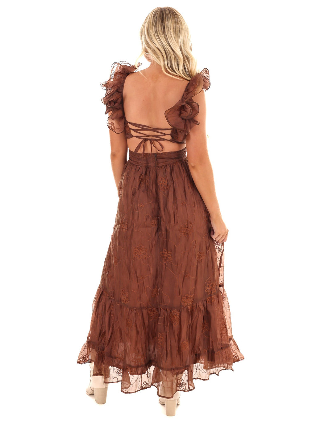 A Vision in Floral Embroidered Maxi Dress