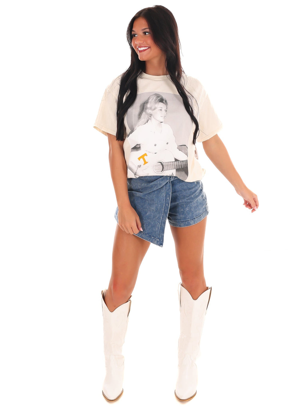 Dolly Parton T Tattoo On Guitar Thrifted Tee