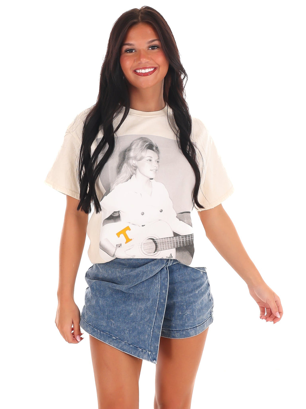 Dolly Parton T Tattoo On Guitar Thrifted Tee